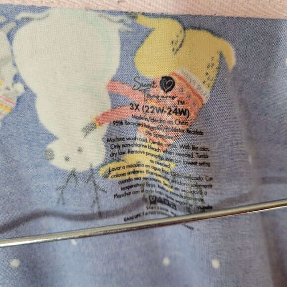 Secret Treasures Womens Pajama Top 3X Plus Poly Blend Blue Animals NOV181E - Picture 7 of 8